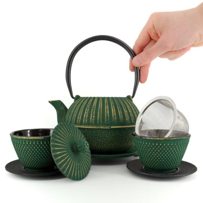 134799 yini tetsubin komplett set gusseisenkanne teekanne 900 ml gruen gold 002