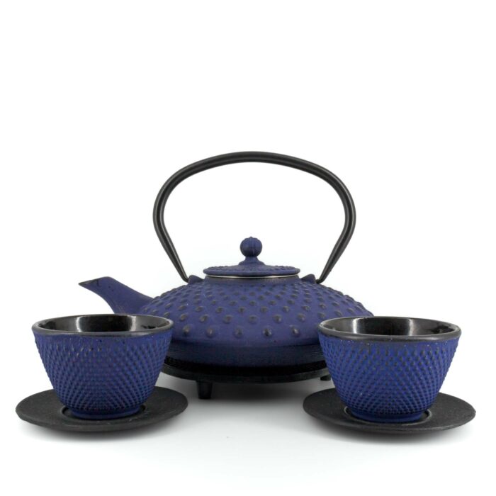 CHIYO Tetsubin Komplett-Set Gusseisenkanne 800 ml Blau – Bild 1