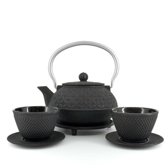 229121 shino tetsubin komplett set gusseisenkanne teekanne 900 ml schwarzsilber 001