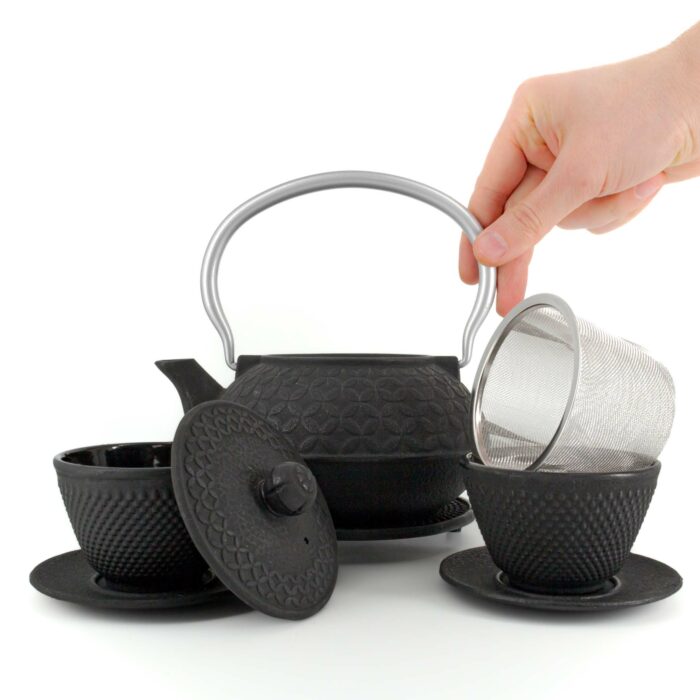 229121 shino tetsubin komplett set gusseisenkanne teekanne 900 ml schwarzsilber 002