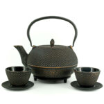 ARARE Tetsubin Komplett-Set Gusseisenkanne 1800 ml Schwarzgold