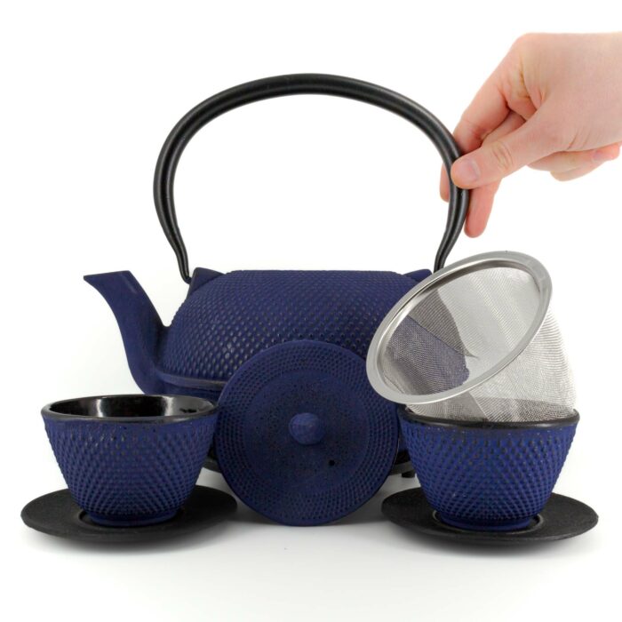 277530 arare tetsubin komplett set gusseisenkanne teekanne 1800 ml blau 002