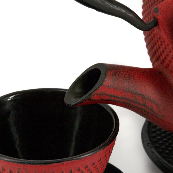300214 arare tetsubin komplett set gusseisenkanne teekanne 1800 ml rot 003