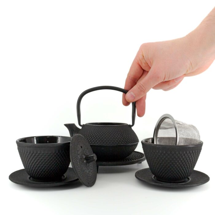 301178 arare tetsubin komplett set gusseisenkanne teekanne 300 ml schwarz 002