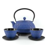 SAKURA Tetsubin Komplett-Set Gusseisenkanne 900 ml Blaugold