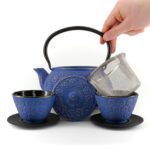 SAKURA Tetsubin Komplett-Set Gusseisenkanne 900 ml Blaugold – Bild 2