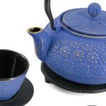 SAKURA Tetsubin Komplett-Set Gusseisenkanne 900 ml Blaugold – Bild 3