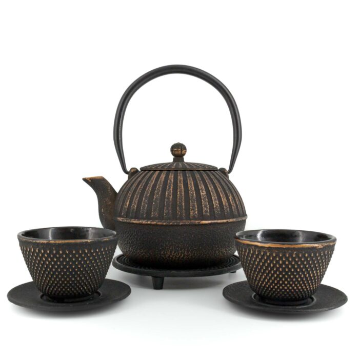 375788 yini tetsubin komplett set gusseisenkanne teekanne 900 ml schwarz gold 001