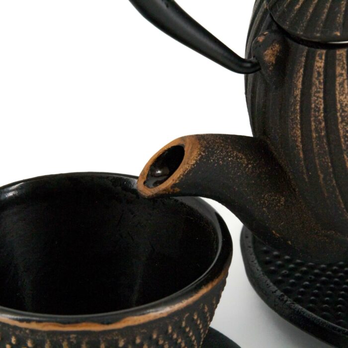 375788 yini tetsubin komplett set gusseisenkanne teekanne 900 ml schwarz gold 003