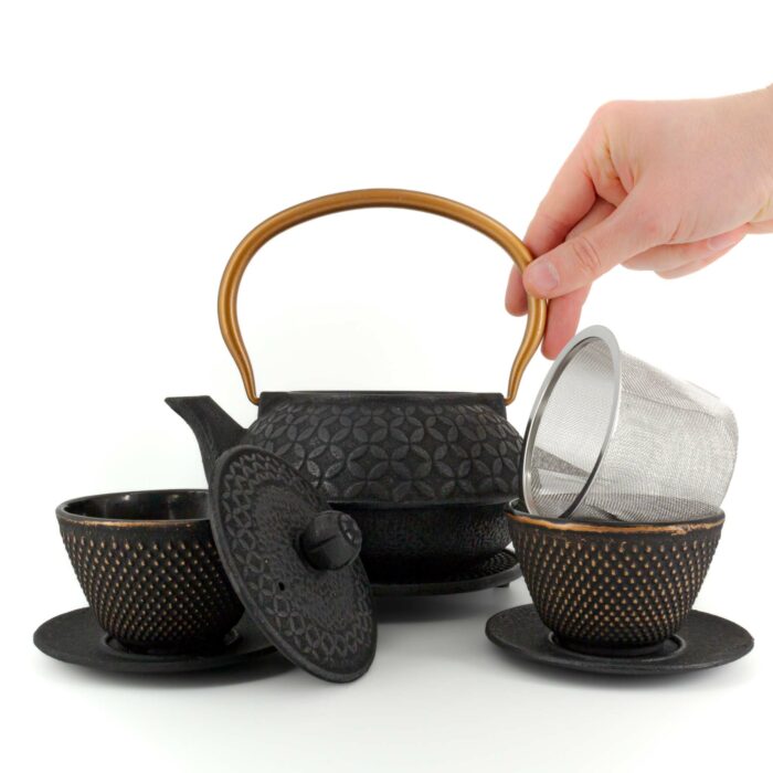 454756 shino tetsubin komplett set gusseisenkanne teekanne 900 ml schwarzkupfer 002