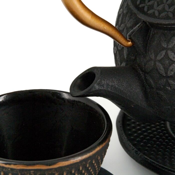 454756 shino tetsubin komplett set gusseisenkanne teekanne 900 ml schwarzkupfer 003