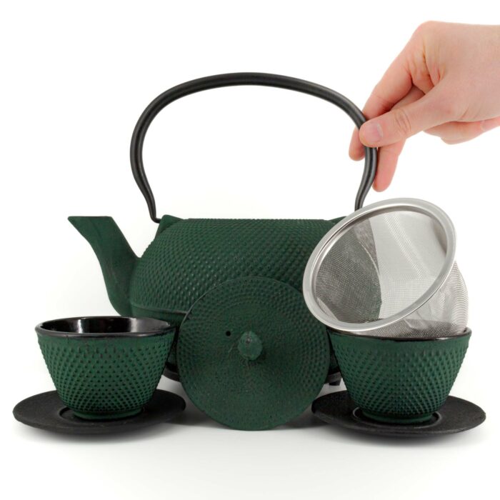 514747 arare tetsubin komplett set gusseisenkanne teekanne 1800 ml gruen 002