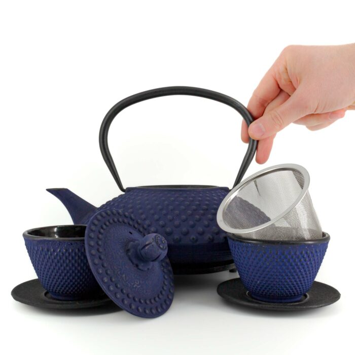 577385 chiyo tetsubin komplett set gusseisenkanne teekanne 1200 ml blau 002