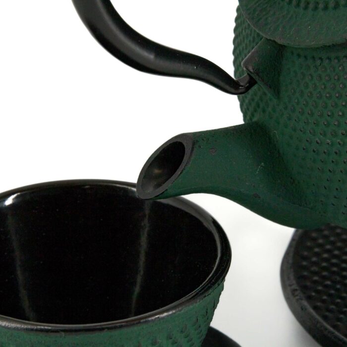 604068 arare tetsubin komplett set gusseisenkanne teekanne 900 ml gruen 003