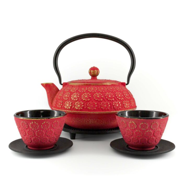 Japanischer Tee, Teekannen, Matcha, Zubehör 3 632838 sakura tetsubin komplett set gusseisenkanne teekanne 900 ml rotgold 001