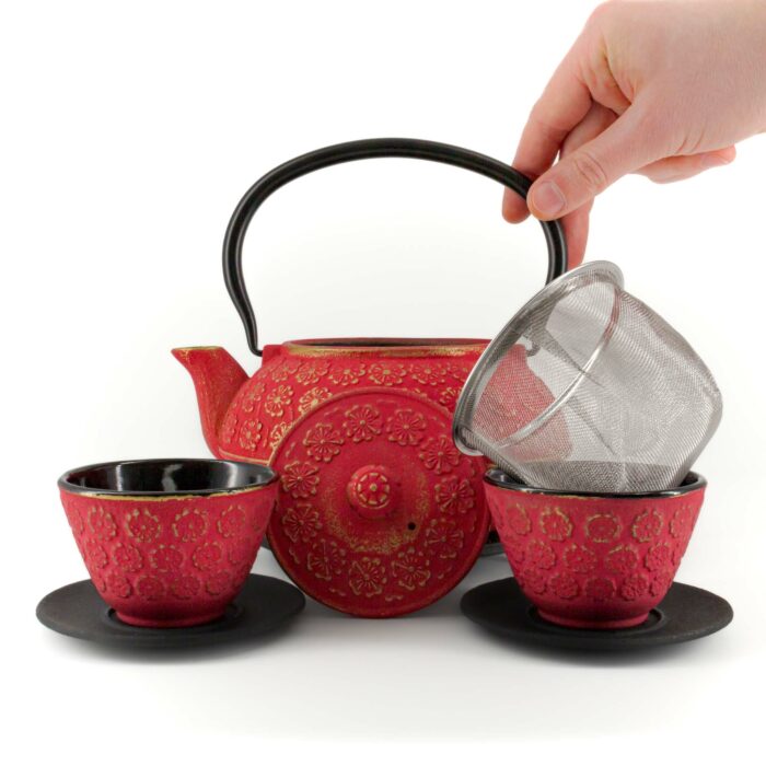 632838 sakura tetsubin komplett set gusseisenkanne teekanne 900 ml rotgold 002