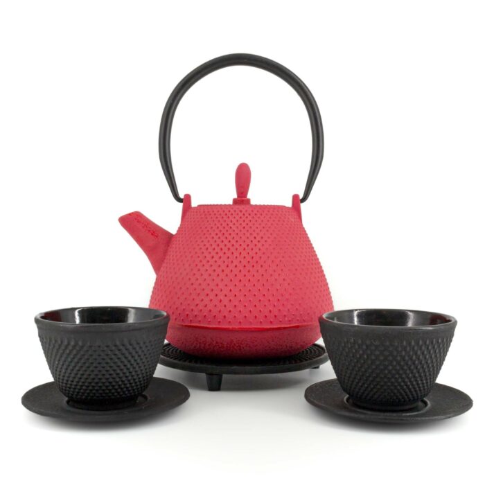 644650 akemi tetsubin komplett set gusseisenkanne teekanne 800 ml rot 001