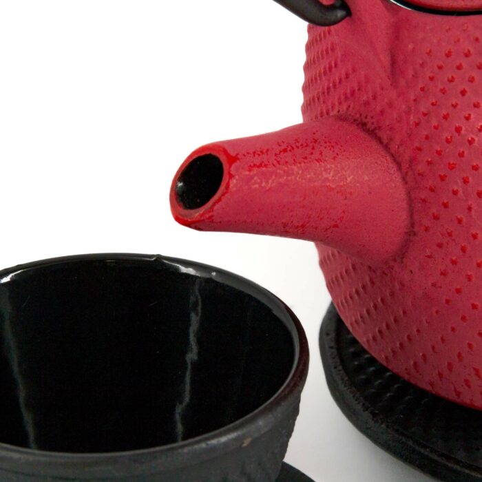 644650 akemi tetsubin komplett set gusseisenkanne teekanne 800 ml rot 003
