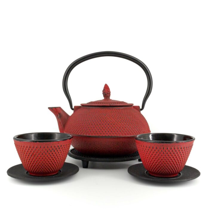 650572 arare tetsubin komplett set gusseisenkanne teekanne 900 ml rot 001