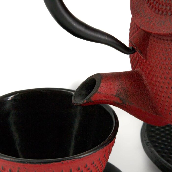 650572 arare tetsubin komplett set gusseisenkanne teekanne 900 ml rot 003