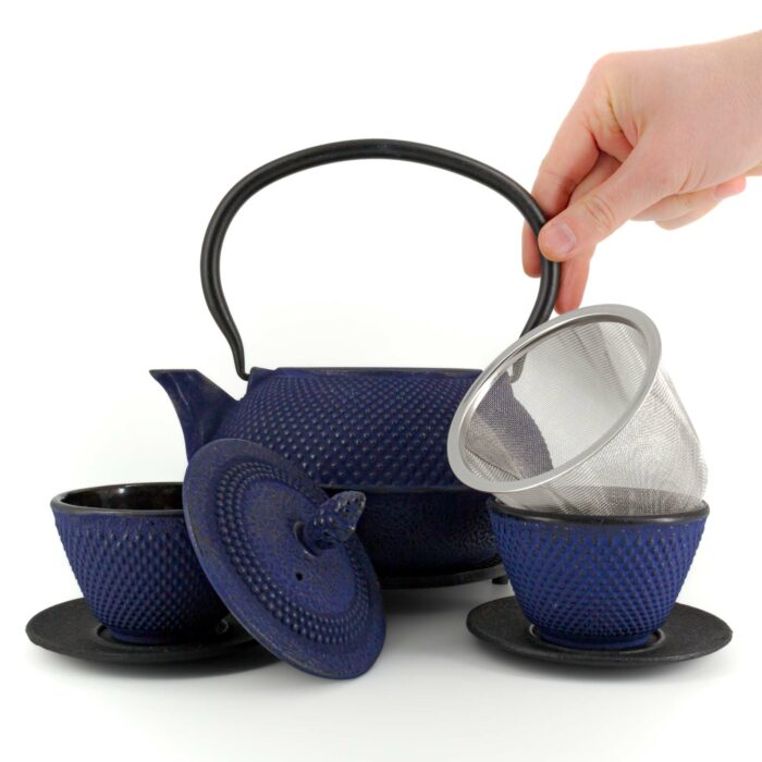 666889 arare tetsubin komplett set gusseisenkanne teekanne 1200 ml blau 002