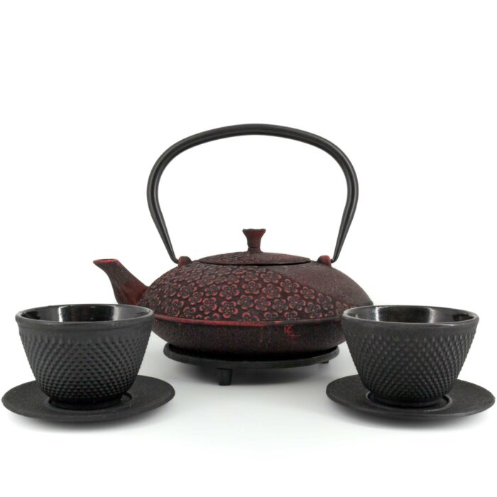 677449 takumi tetsubin komplett set gusseisenkanne teekanne 1100 ml schwarzrot 001