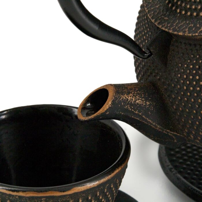 720012 arare tetsubin komplett set gusseisenkanne teekanne 900 ml schwarzgold 003