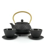 SHINO Tetsubin Komplett-Set Gusseisenkanne 900 ml Schwarzgold