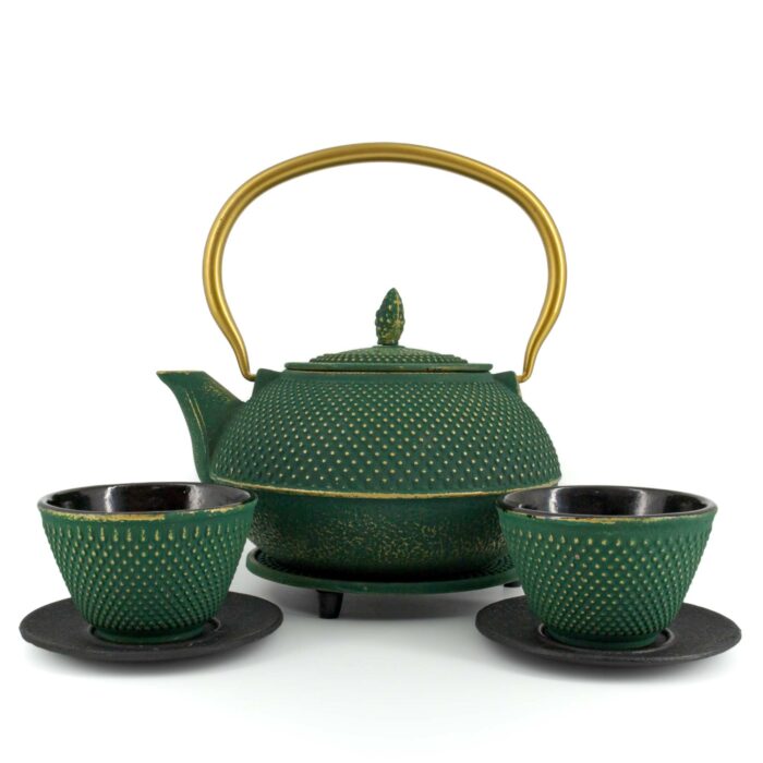 779925 arare tetsubin komplett set gusseisenkanne teekanne 1200 ml gruengold 001