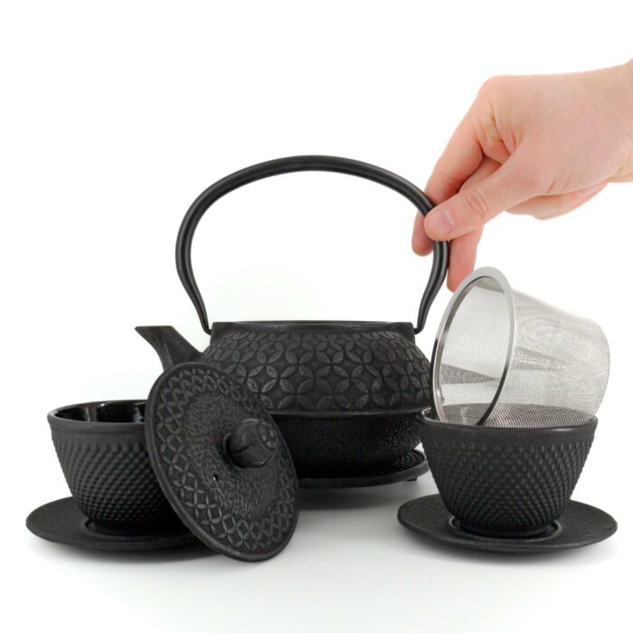 SHINO Tetsubin Komplett-Set Gusseisenkanne 900 ml Schwarz – Bild 2