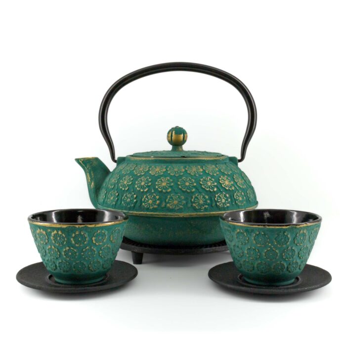 866123 sakura tetsubin komplett set gusseisenkanne teekanne 900 ml gruengold 001