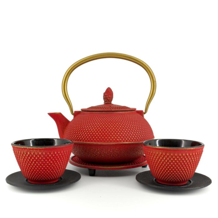 904385 arare tetsubin komplett set gusseisenkanne teekanne 900 ml rotgold 001