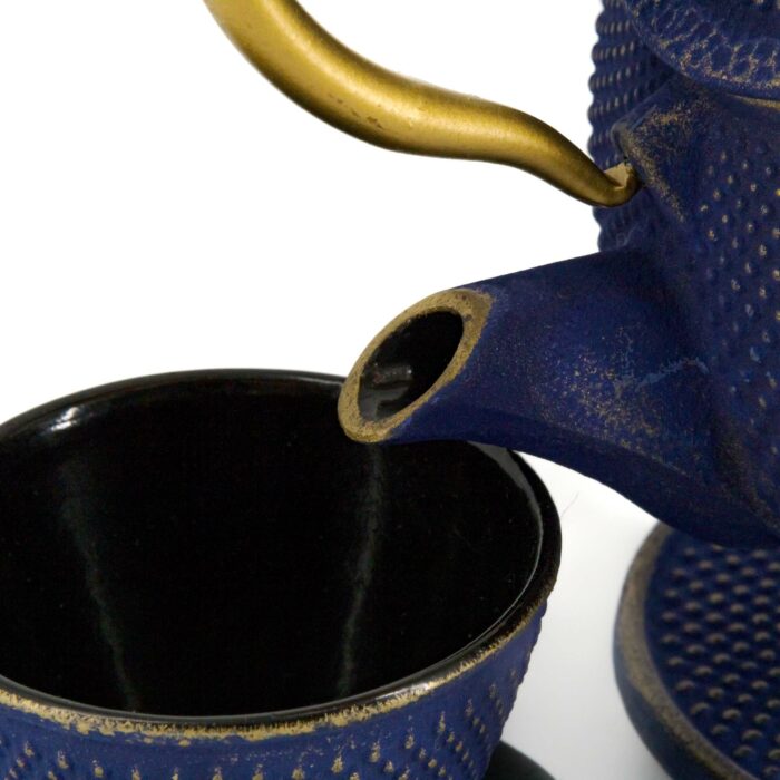 946812 arare tetsubin komplett set gusseisenkanne teekanne 1200 ml blaugold 003