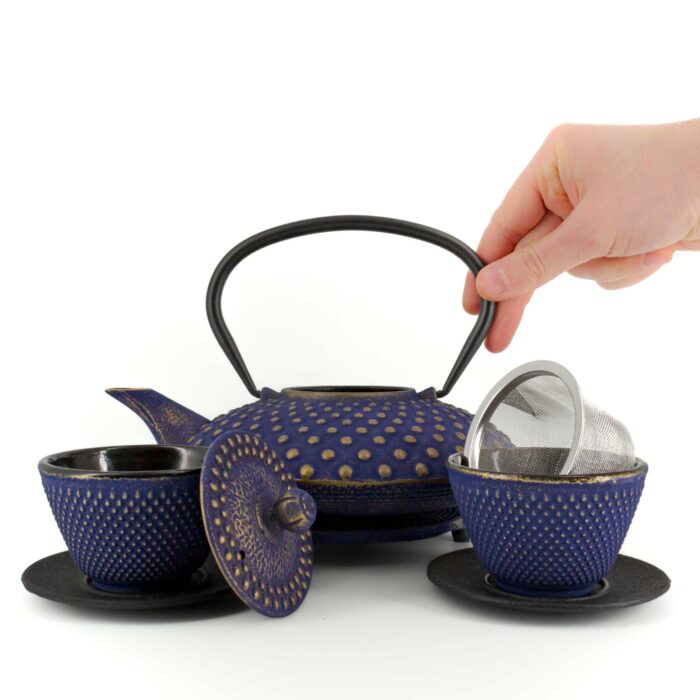 990913 chiyo tetsubin komplett set gusseisenkanne teekanne 800 ml blaugold 002