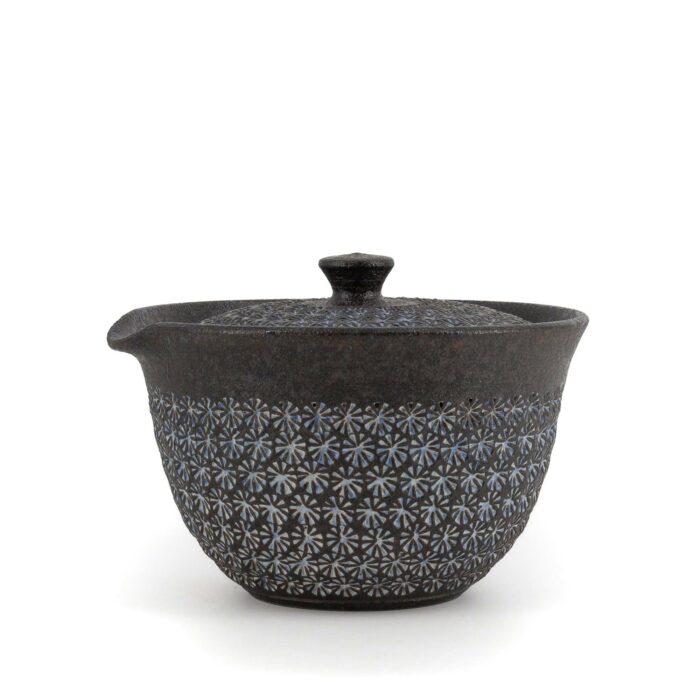 320147 nanban mishimazume keramikkanne kyusu 280 ml schwarz blau 001