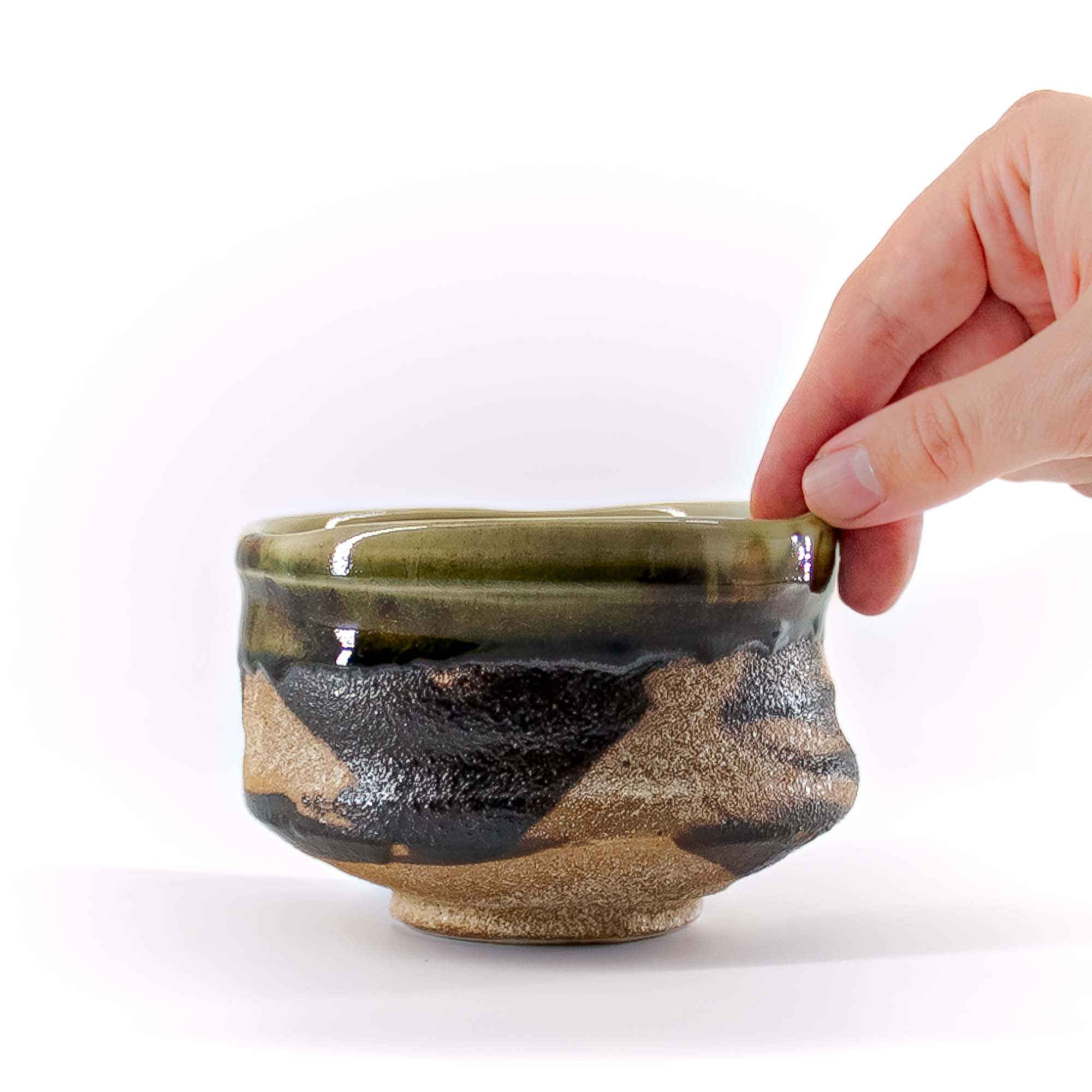 KURO-ORIBE Chawan Matcha-Schale 470 ml Schwarz Beige – Bild 2