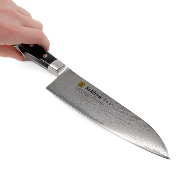 Sekiryu Santoku Hocho Kochmesser Silber Schwarz – Bild 2