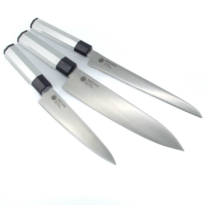 Kanetsugu Zuiun Kiwami Hocho Kombi-Set Kochmesser Silber – Bild 1