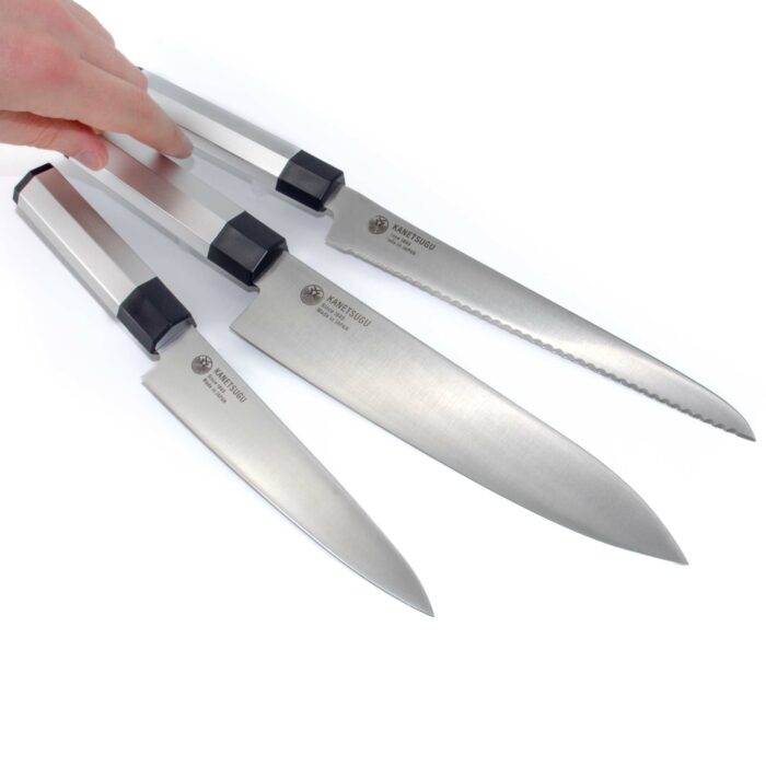 Kanetsugu Zuiun Kiwami Hocho Kombi-Set Kochmesser Silber – Bild 2