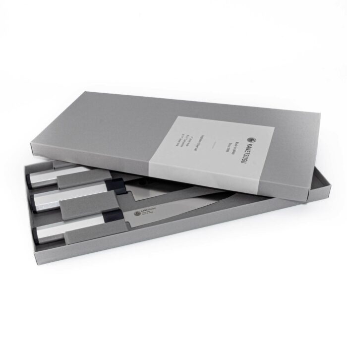 Kanetsugu Zuiun Kiwami Hocho Kombi-Set Kochmesser Silber – Bild 6