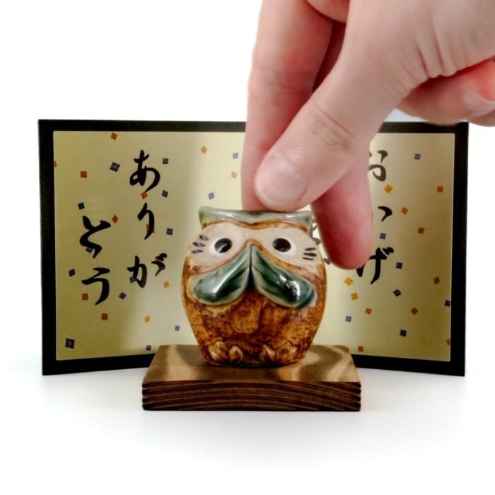 731532 fukuro mini schrein mini jinja eule braun gruen beige 002