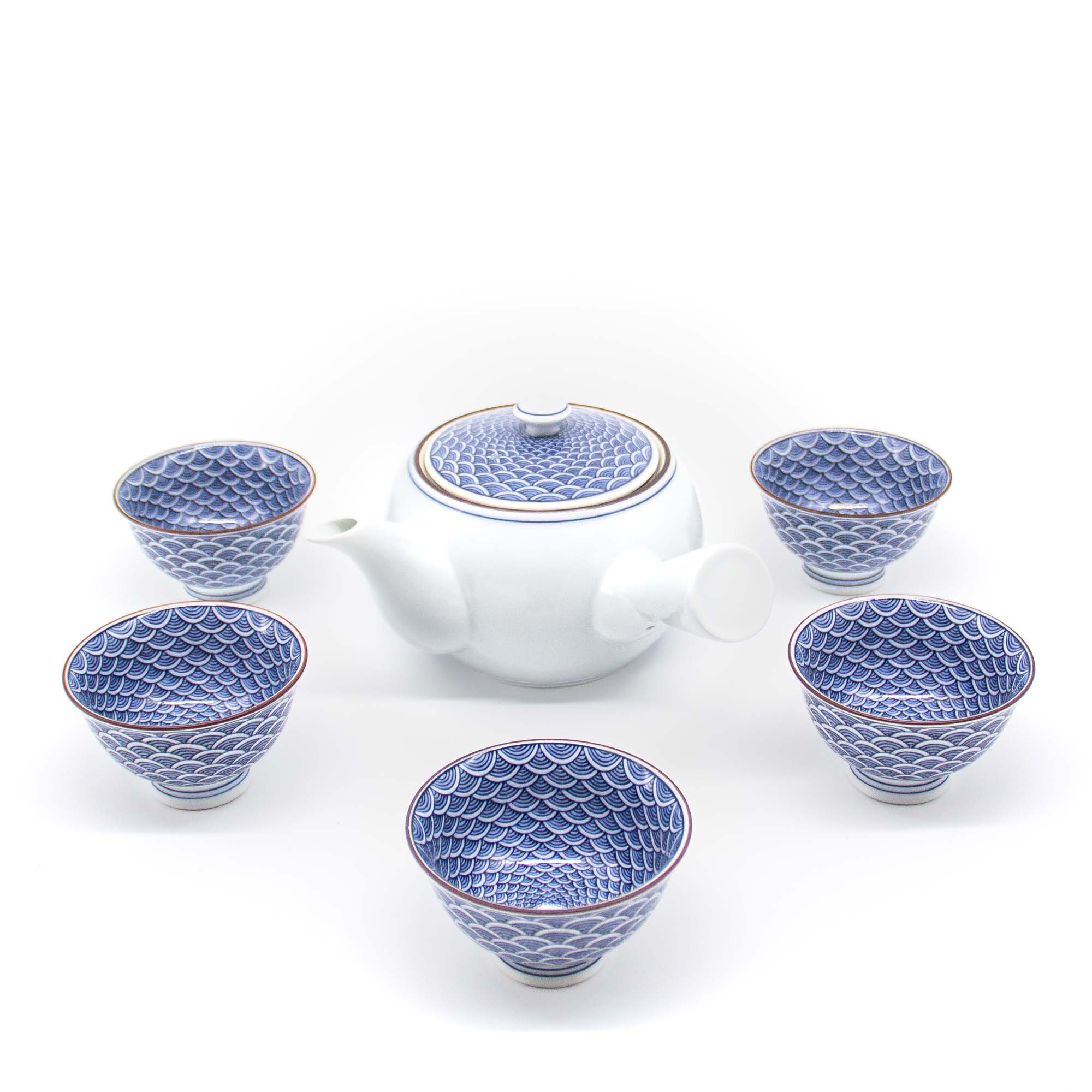 989437-KIYOMIZU-Porzellankanne-Jikichabin-300-ml-Weiss-Blau-001 KIYOMIZU Jikichabin Komplett-Set Porzellankanne 300 ml Weiß Blau – Bild 1