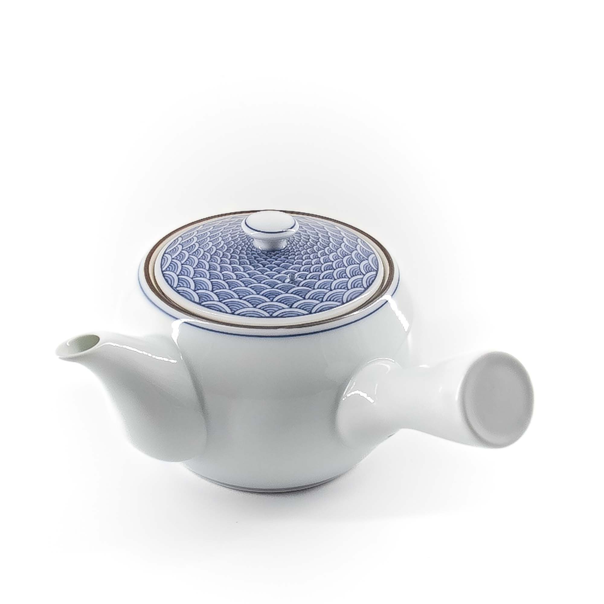 KIYOMIZU Jikichabin Komplett-Set Porzellankanne 300 ml Weiß Blau – Bild 9