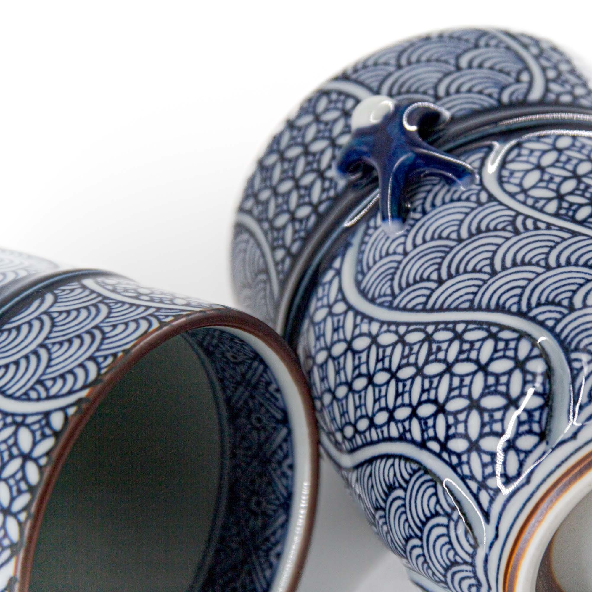 KIYOMIZU Jikinoyunomi Porzellantasse 190 ml Blau Weiß – Bild 6