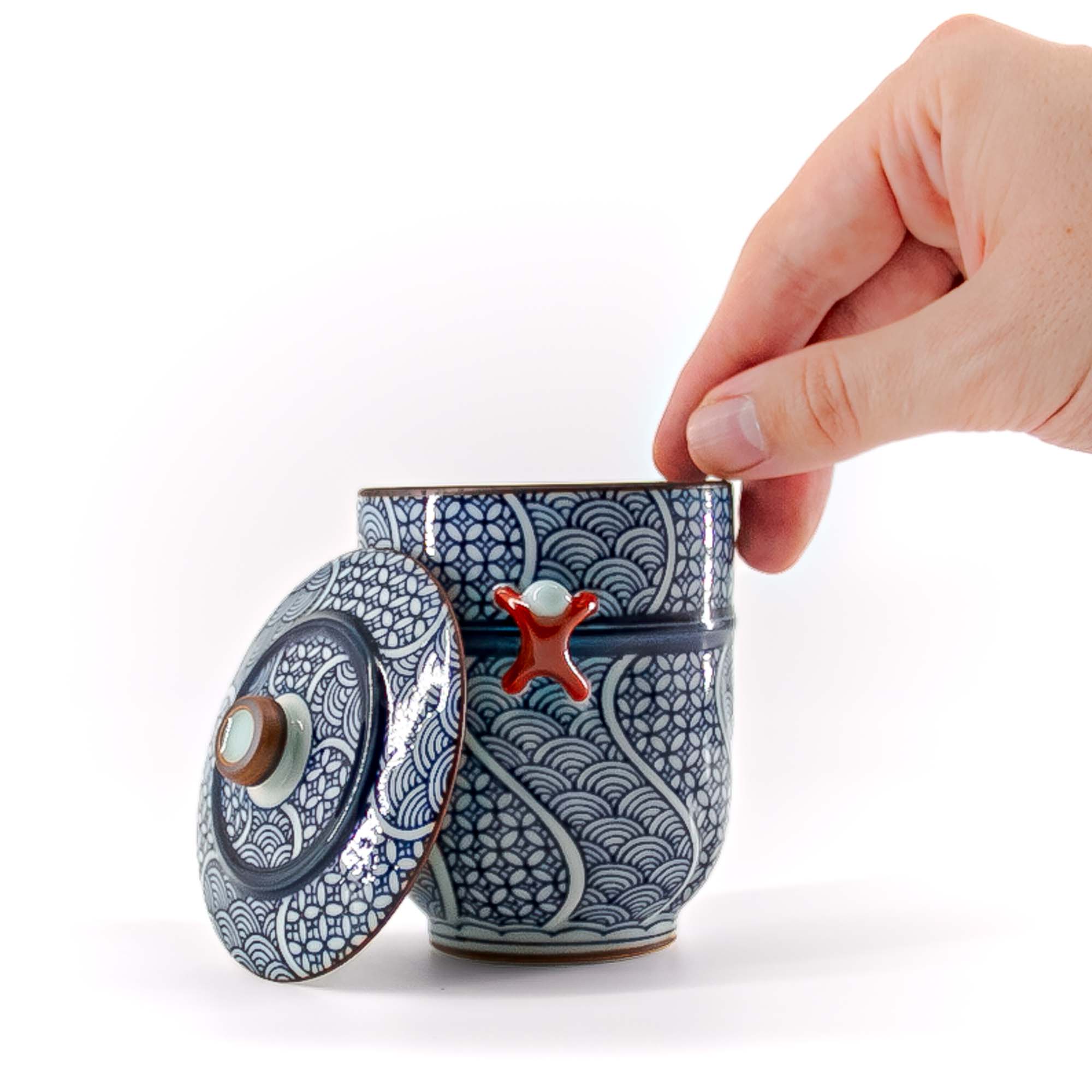 KIYOMIZU Jikinoyunomi Porzellantasse 190 ml Blau Weiß – Bild 9