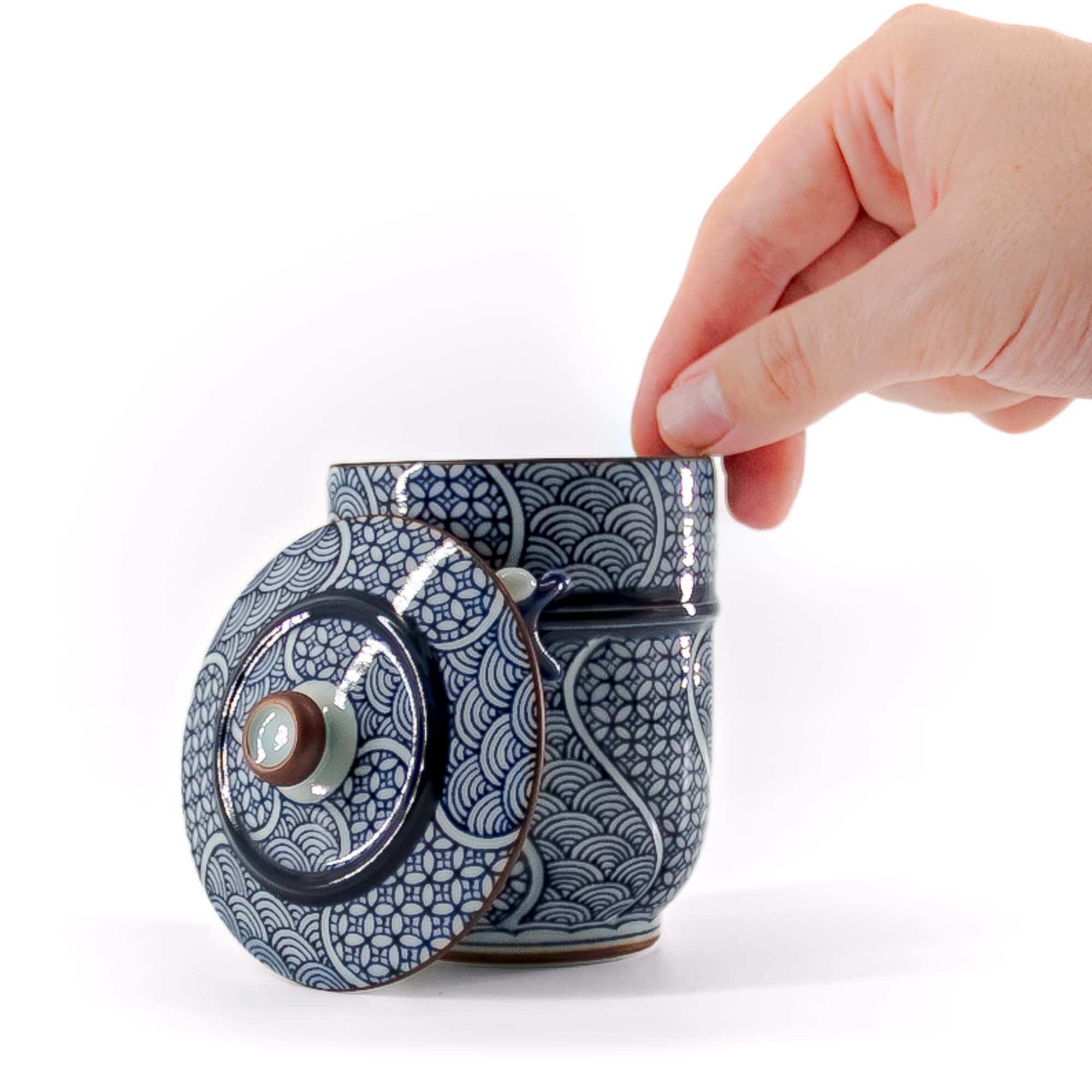 KIYOMIZU Jikinoyunomi Porzellantasse 190 ml Blau Weiß – Bild 11